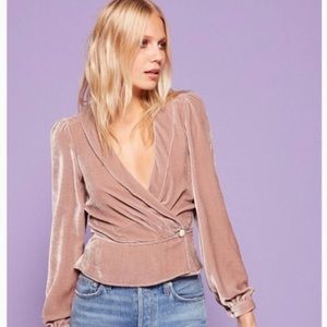 Reformation Anastasia pink velvet top